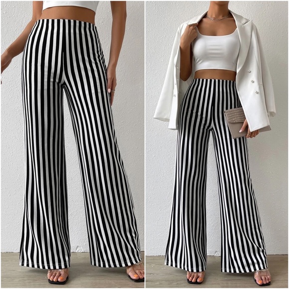 Classic Stripes Wide leg High Waist Pants - Picture 1 of 4